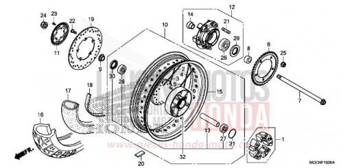 ROUE ARRIERE (CB1100CA/CAD) CB1100CAH de 2017